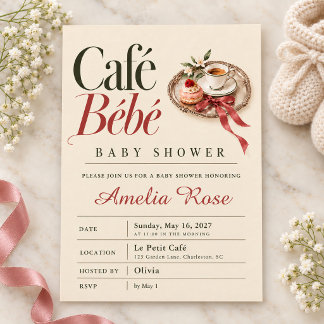 Invitation Café Bébé Vintage Pâtisserie Baby Shower