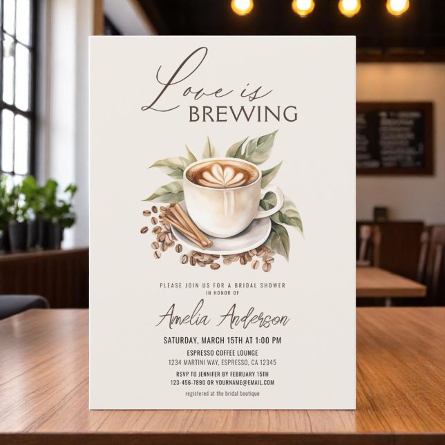 Invitation Café Boho Love brasse Fête des mariées (Créateur téléchargé)