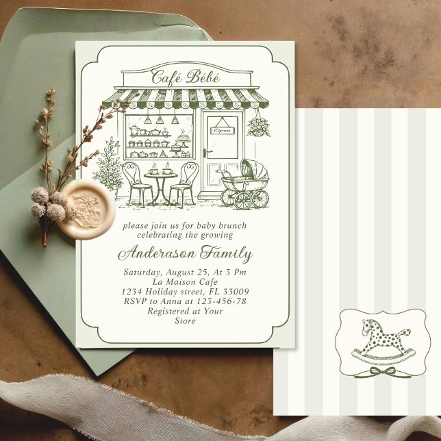 Invitation Cafe Branché Bebe Salon de Thé Café Fête de Bébé (Créateur téléchargé)