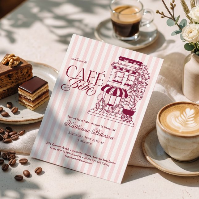 Invitation Café Chic Parisien Bébé Fête de Naissance Bébé Fra (Créateur téléchargé)