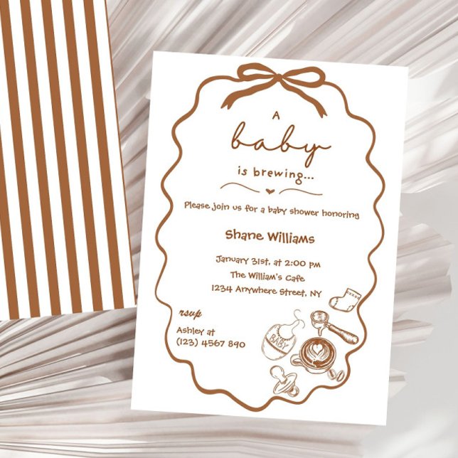 Invitation Café Coquette Fête de Naissance Café Neutre (bebe cafe, parisian theme, gender neutral, parisian cafe invite, french parisian cafe, coffee theme )
