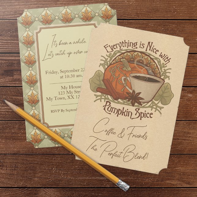Invitation Café épice citrouille et amis (Pumpkin Spice Coffee & Friends Invitation - Ticket Corners)
