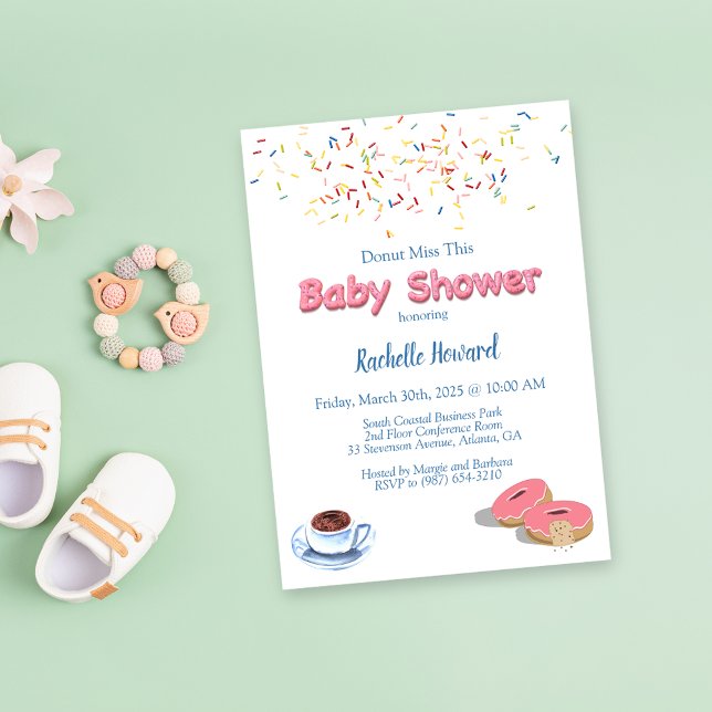 Invitation Café Et Donut Saupoudrent Le Baby shower (Créateur téléchargé)