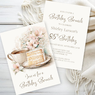 Invitation Café et gâteau Brunch 85e anniversaire