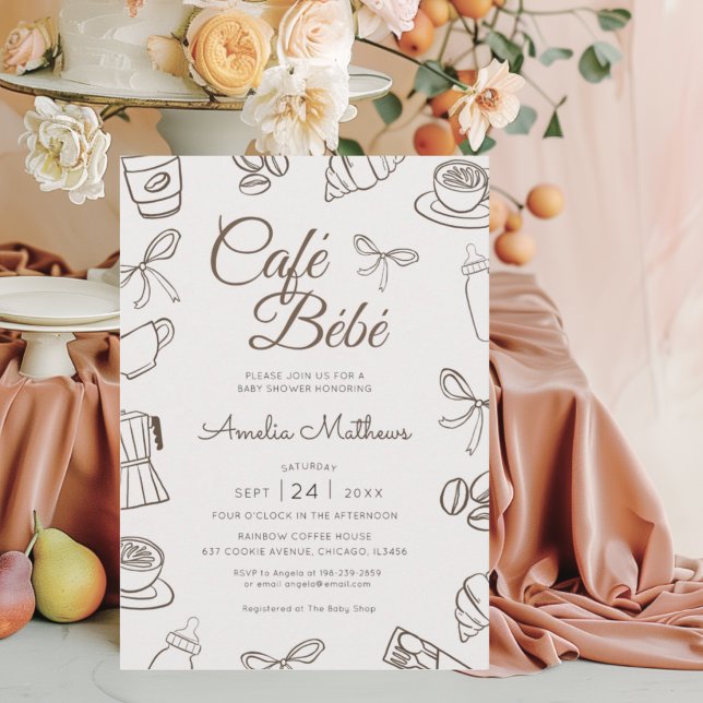 Invitation Café Fantaisiste Bébé Brown Baby Shower  (Créateur téléchargé)