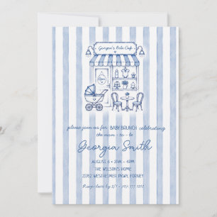 Invitation Café Français Bleu Paris Bistro Garçon Baby Shower