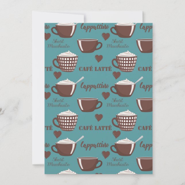 Invitation Cafe Latte Cappuccino Brown Coffee Cups Cream (Devant)