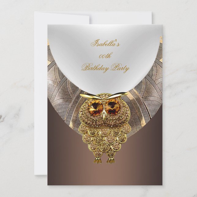 Invitation Café Owl Gold Fête d'anniversaire élégante (Devant)