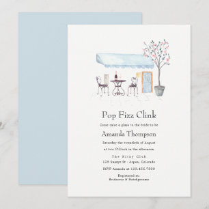 Invitation Cafe Paris Eau Pop Fizz Clink Enterrement de Vie d