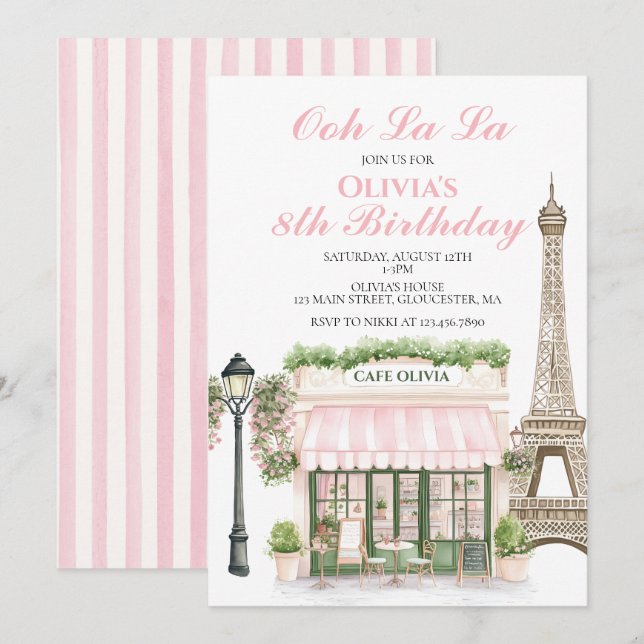 Invitation Café Parisien Anniversaire Paris (Devant / Derrière)