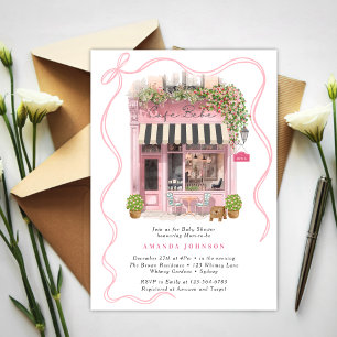 Invitation Cafe Parisien Bonjour Bebe Arc Rose Baby Shower 