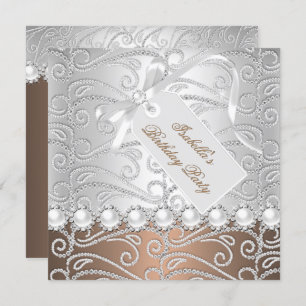 Invitation Café Silver Pearl Diamonds Anniversaire