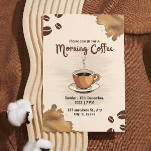 Invitation café simple marron