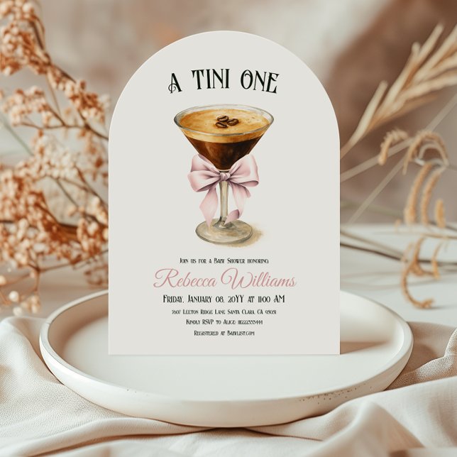 Invitation Café Tini One Bow Espresso Martini Baby shower (Créateur téléchargé)