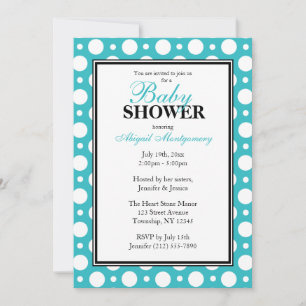 Invitation Café Turquoise Assorti Baby shower Pois