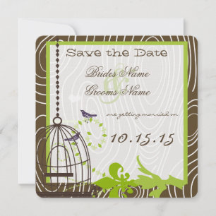 Invitation Cage à oiseaux en bois fantaisiste vert pomme pour