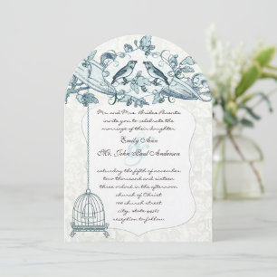 Invitation Cage à oiseaux en chêne vintage mariage oiseaux en