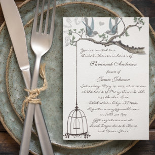 Invitation Cage à oiseaux vintage Lovebird Shower de mariage
