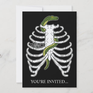 Invitation Cage de thorax Os de squelette avec serpent vert H
