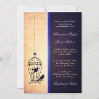 Cage d'oiseaux fantaisie avec Mariage de ruban ble
