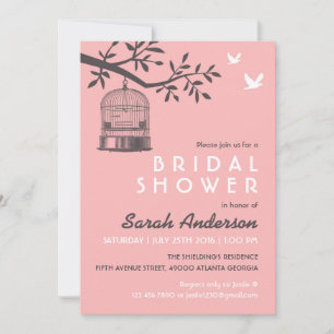 Invitation Cage d'oiseaux roses Russe Douche nuptiale invitat
