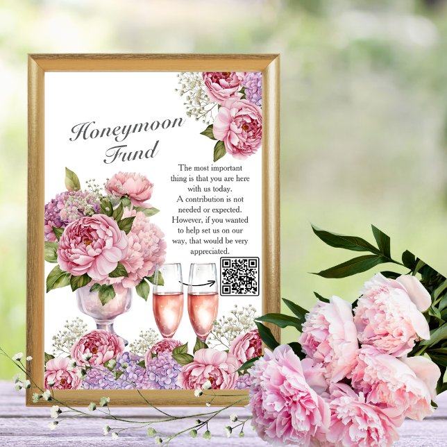 Invitation Cagnotte de lune de miel Petales & Prosecco (Petals & Prosecco Honeymoon Fund)