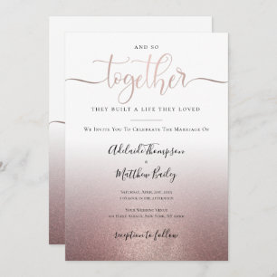 Invitation Caillage rose Gold Calligraphie Script Citation Ma