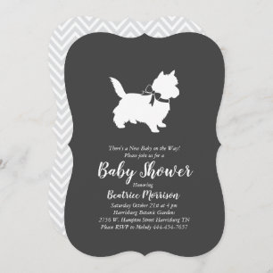 Invitation Cairn Terrier Chien Baby shower genre neutre