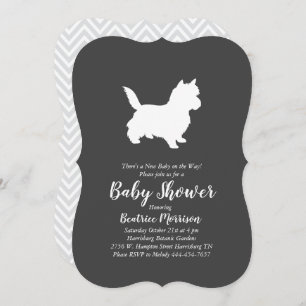 Invitation Cairn Terrier Chien Baby shower genre neutre