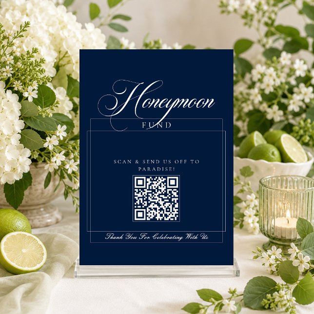 Invitation Caisse de fonds de mariage en calligraphie bleu iv (Créateur téléchargé)