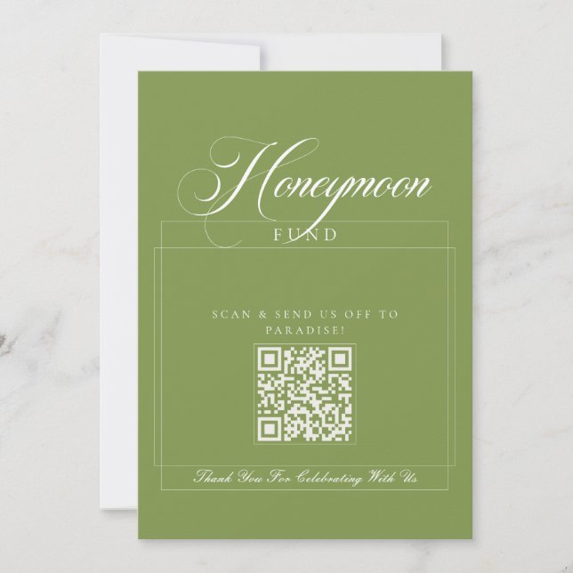 Invitation Caisse de fonds de mariage en calligraphie verte i (Devant)