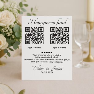 Invitation Caisse de Lune de Miel avec 2 Code QR et Photo