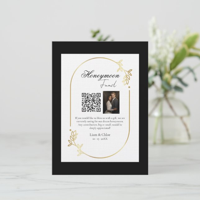 Invitation Caisse de Lune de Miel Code QR Panneau de Mariage  (Debout devant)