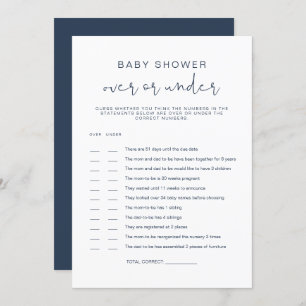 Invitation CAITLIN Navy Blue Over Under Baby shower Game Invi