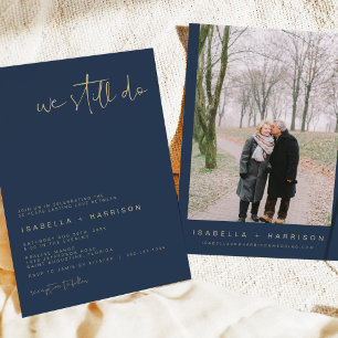 Invitation CAITLIN Renouvellement de Voeux Moderne Bleu Marin