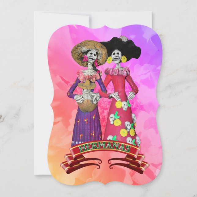 Invitation Calavera Amies Jour Des Morts (Devant)