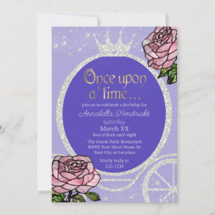 Invitation Calèche de princesse de conte de fées et roses de