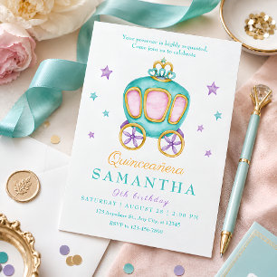 Invitation Calèche de Princesse Pastel pour l'Anniversaire de