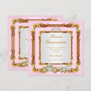 Invitation Calèche Magique Rose Gold pour Quinceañera