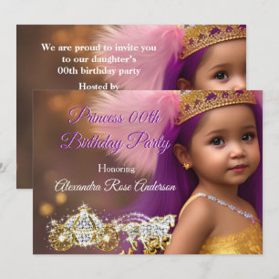Invitation Calèche pour fête d'anniversaire de filles princes