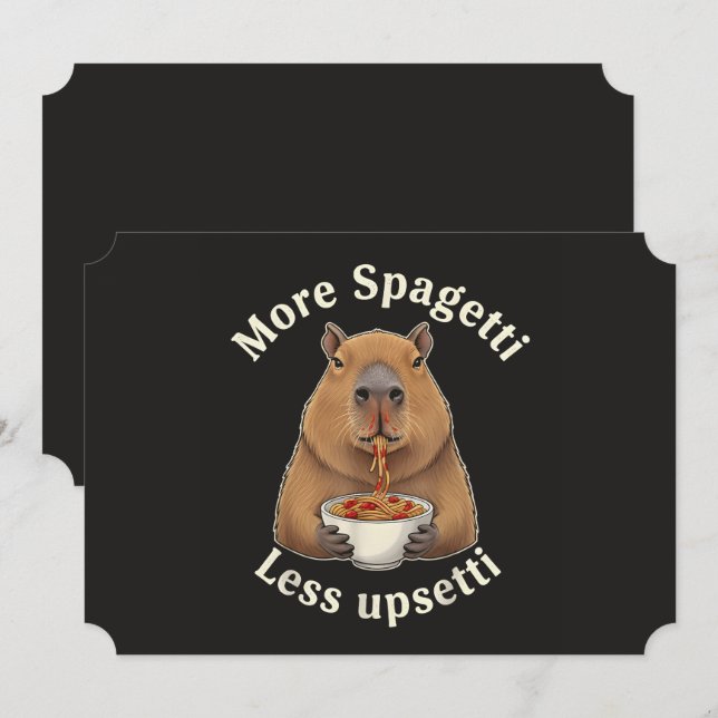 Invitation Calembour de capybara drôle avec des spaghetti - P (Devant / Derrière)