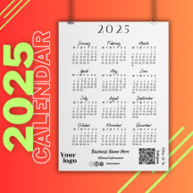 Calendrier 2025 Année Typographie de script blanc