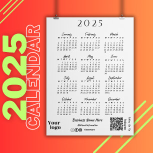 Invitation Calendrier 2025 Année Typographie de script blanc