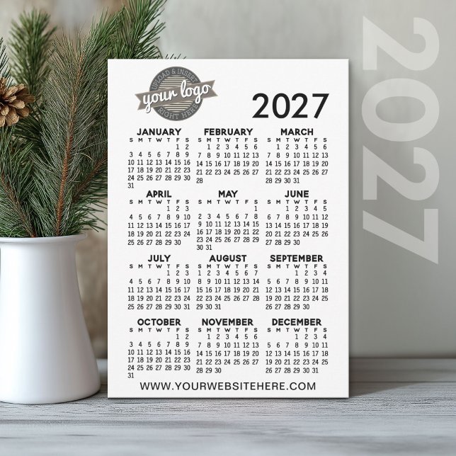 Invitation Calendrier annuel 2027 avec logo de l'entreprise (2027 Calendar Holiday Card)
