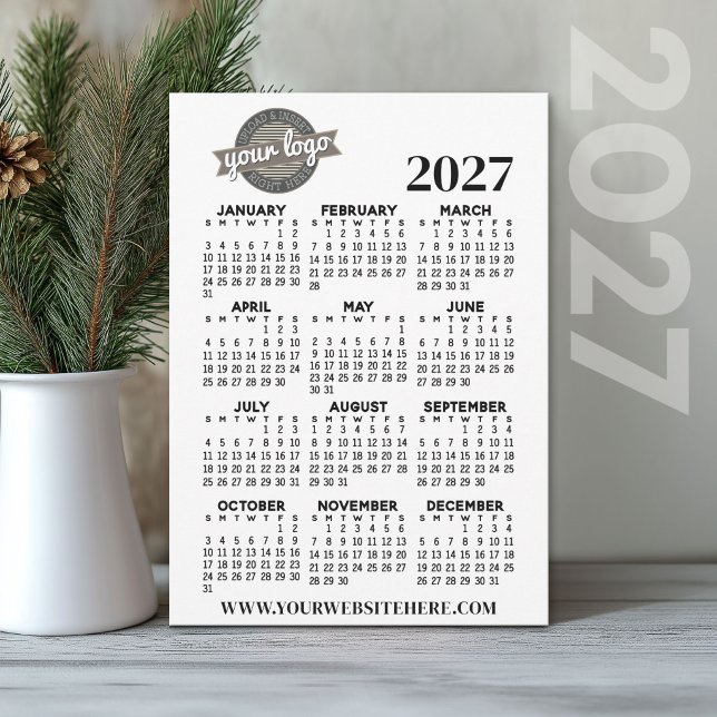 Invitation Calendrier annuel 2027 avec logo de l'entreprise (2027 Calendar Holiday Card)