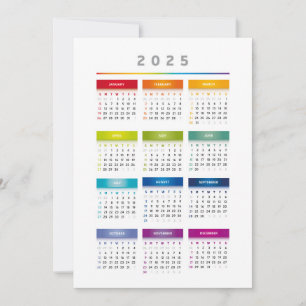 Invitation Calendrier coloré 2025 - Couleurs arc-en-ciel 3 co
