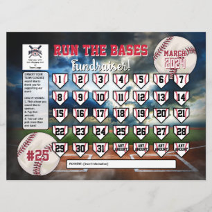 Invitation Calendrier de baseball modifiable collecte de fond