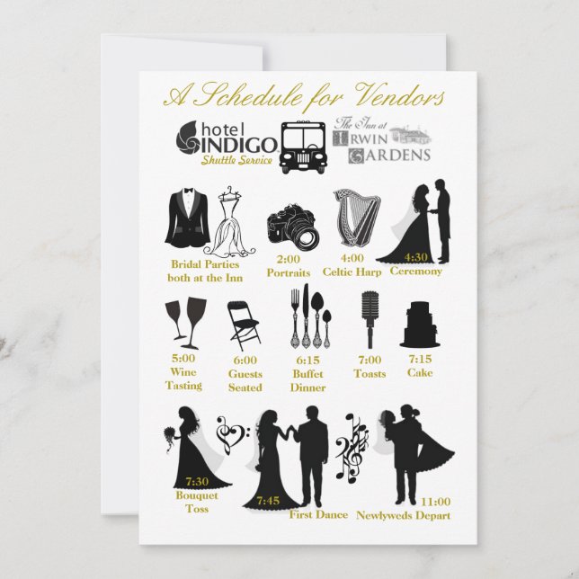 Invitation Calendrier de l'itinéraire de mariage pour les fou (Devant)