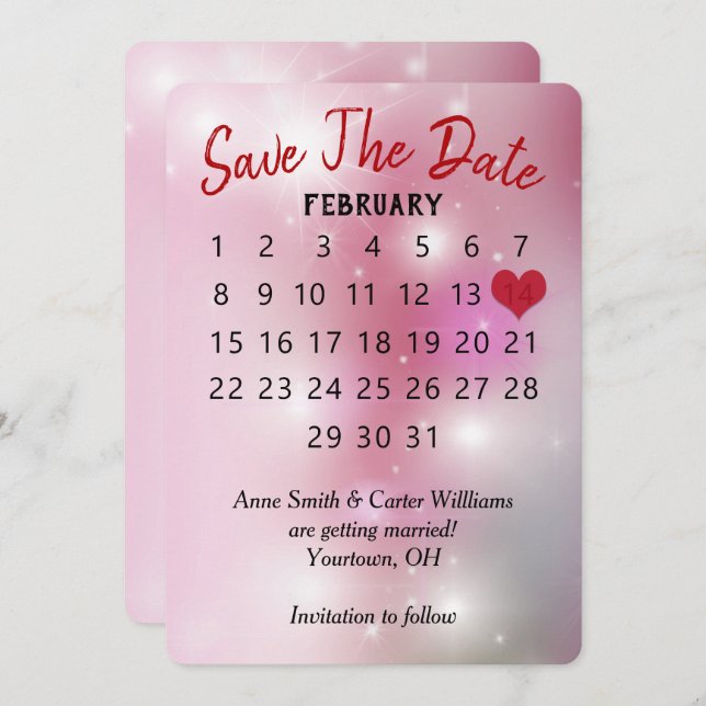 Invitation Calendrier de mariage à la date de sauvegarde sur  (Devant / Derrière)