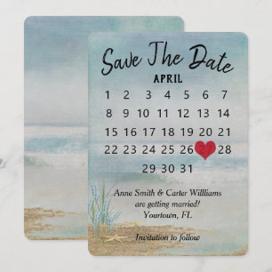 Invitation Calendrier de mariage à la plage avec étoile de me